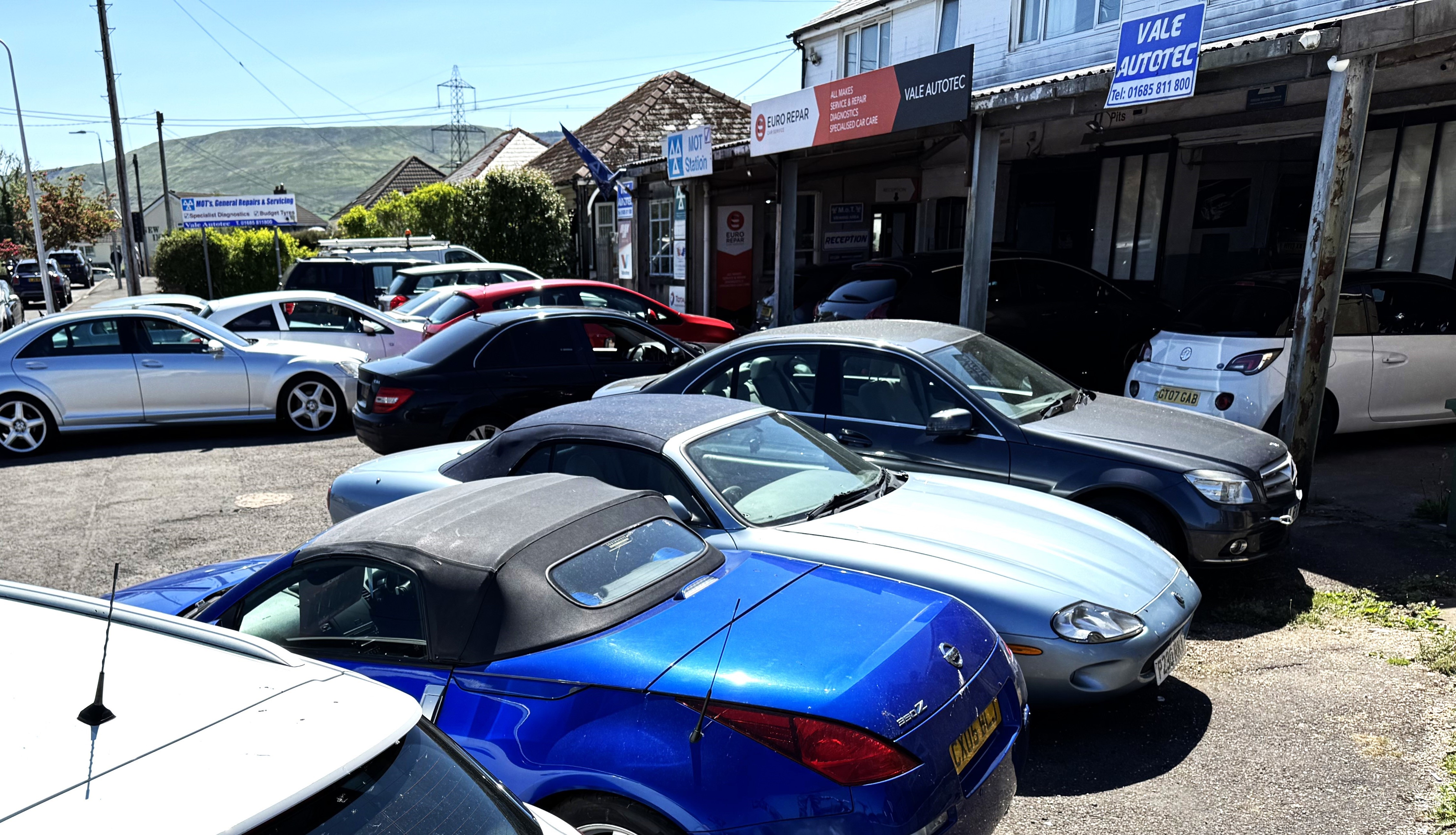 Inside Vale AutoTec's vehicle service bay in South Wales