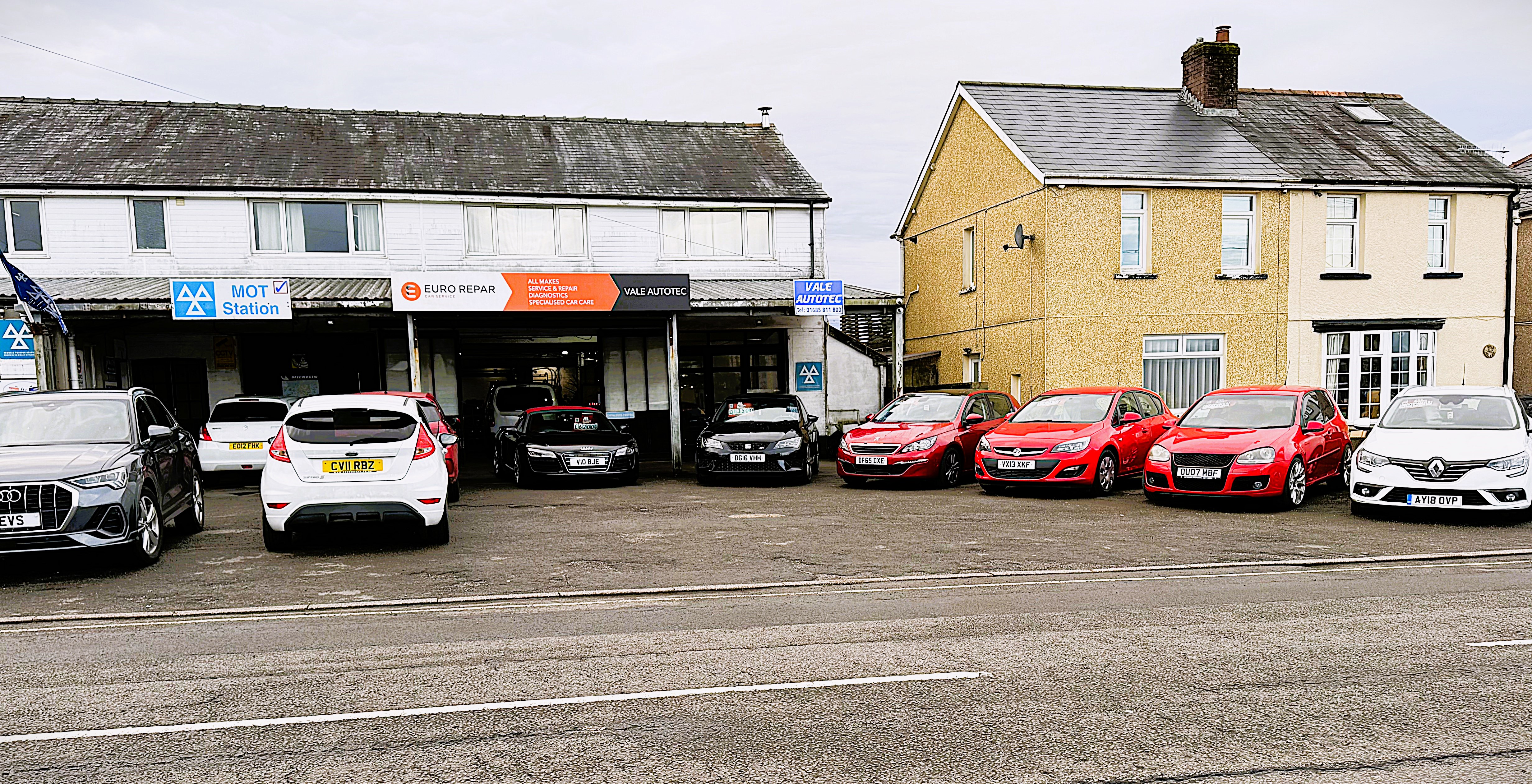 Inside Vale AutoTec's vehicle service bay in South Wales